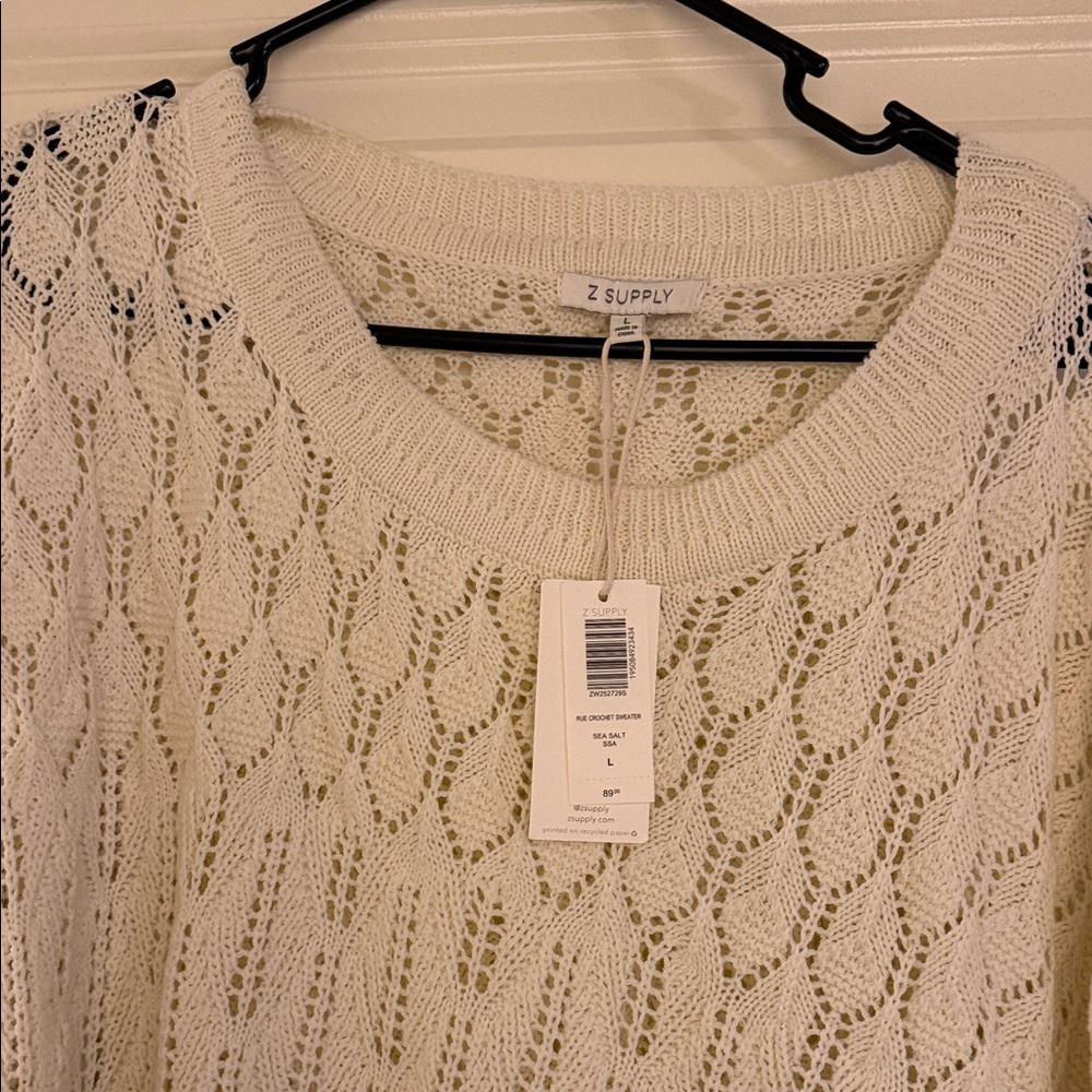 Z Supply Cream Open Weave Crewneck Sweater